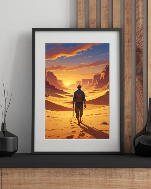 10110-Viajero Solitario en el Desierto al Atardecer+🎁 Incluye participación en sorteo.